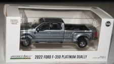 Greenlight 2022 Ford F350 Platinum Dually Gray Diecast Toy Model Exclusive 1/64