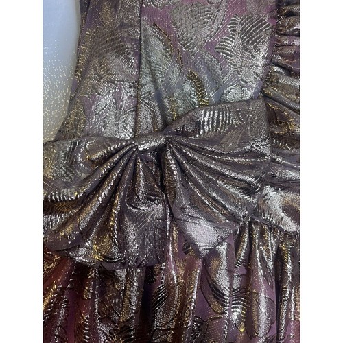 Gunne Sax Jessica McClintock Vtg Gold Pink Floral Jacquard Strapless Dress 9/10 - Picture 5 of 8