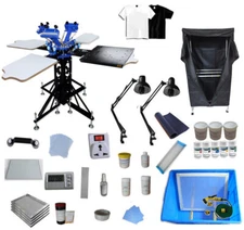 TECHTONGDA 3 Color 4 Station T-shirt Screen Printing Kit with Drying Cabinet