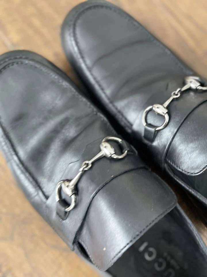 Gucci 110 15850 Black Leather Loafers with Custom Rubber Soles – Size 9 - Image 4 of 4
