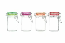 Kinetic GoGreen Glassworks 4 Piece Colored Lid Glass Jar Storage Set 2.3 oz