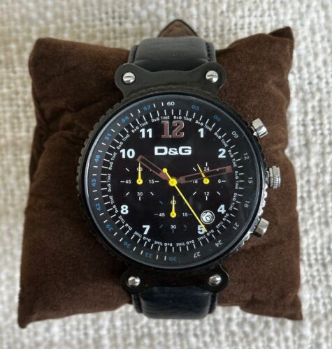 Dolce&Gabbana Rhythm Black Chronograph Mens Quartz Watch 41mmDW0306 Leather Band