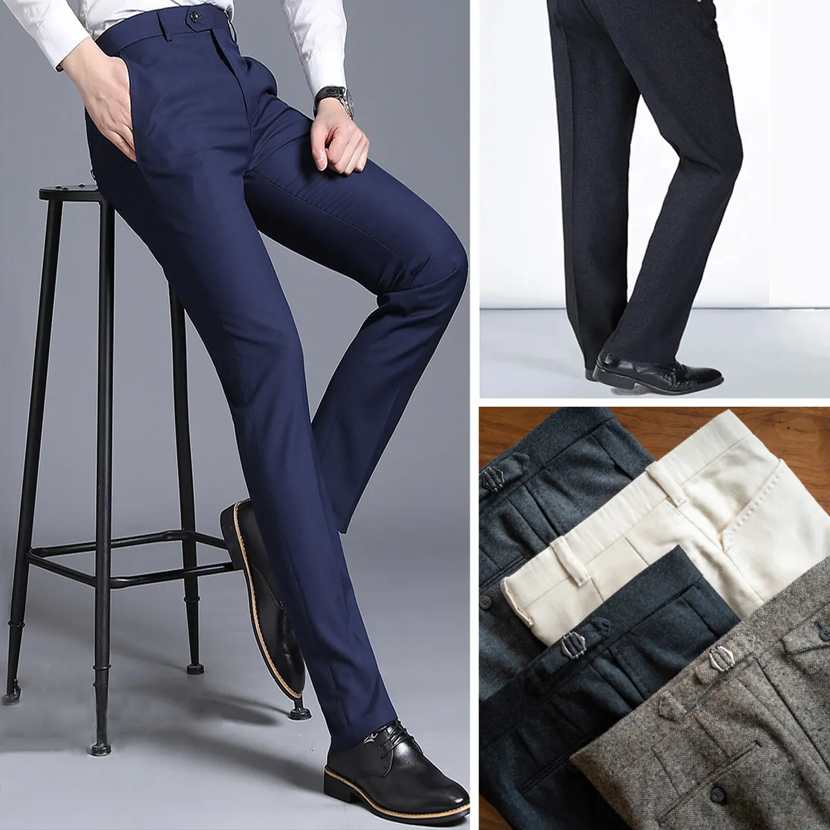 Business Formal Wear Suit Pants For Men Clothing 2022 Fashion Elastic Waist  Slim Fit Casual Office Trousers Ankle Length 36-29 - AliExpress