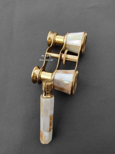 Antique Brass Binocular Mother of Pearl Opera Glasses Binocular and Leather Case - Picture 6 of 7