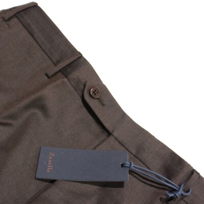 Zanella Platinum NWT Dress Pants Size 36 US Parker In Dark Brown 100% Wool