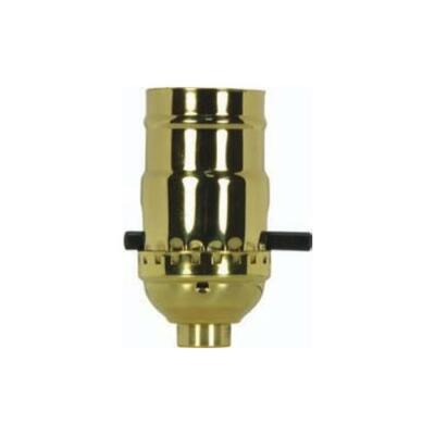 Satco 3 Piece Stamped Solid Brass On Off Push Thru Socket - 801023