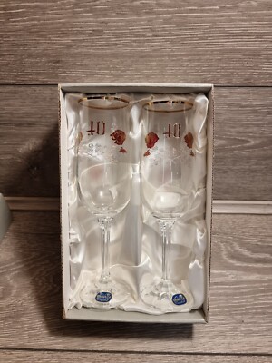 Vintage BOHEMIA Kristallglas Made In Czech Republic 40th Anniversary 