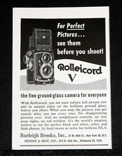 1955 OLD MAGAZINE PRINT AD, THE "ROLLEICORD V" CAMERA, FOR PERFECT PICTURES 