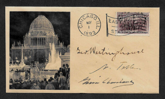 Nikola Tesla collector envelope w original period stamp 124 years old *OP1210