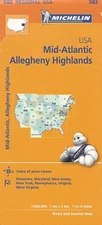 Mid-Atlantic USA/Allegheny Highlands  By Michelin  #582
