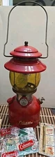 1964 Red Vintage Coleman 200A Pyrex Single Mantle Lantern W/custom Box And Parts