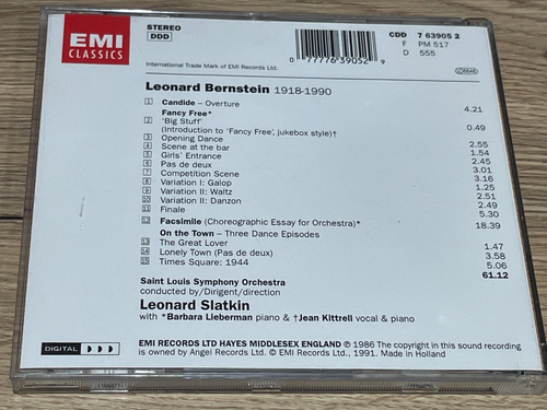 Bernstein - On The Town - Facsimile - Fancy Free - Candide - 1991 CD Album EMI - Picture 2 of 5