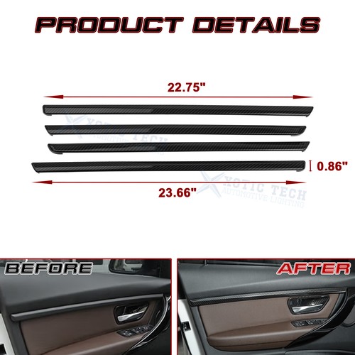 Carbon Fiber Look Door Molding Strip Cover Trim For BMW 3 Series F30 F31 12-2018 - Bild 2 von 8