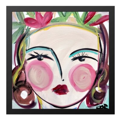 CORBELLIC EXPRESSIONISM 12X12 QUEEN ROSE HANDMADE SIGNED COLORFUL ART PAINTING