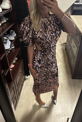 Camila Coelho Midi Dress Camila Rose Gold Size S Sequins Renaissance | eBay