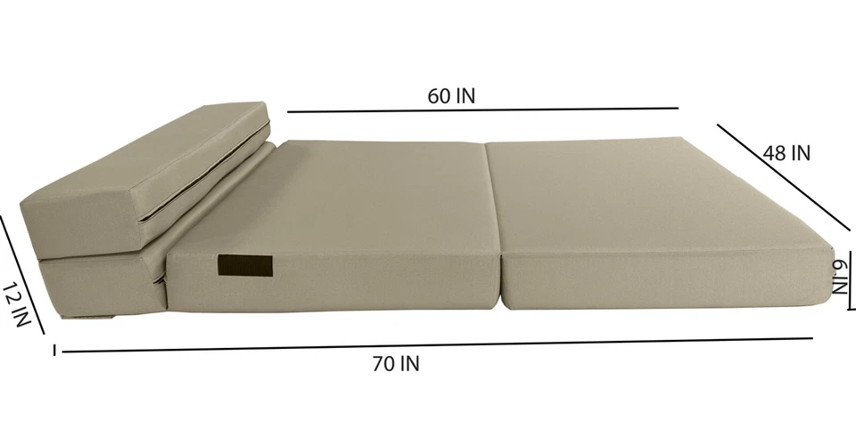 Colchón de espuma plegable para tumbona, silla para dormir portátil cama 6 x 48 x 80 bronceado Foto 3 de 4