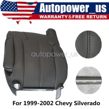 Front Driver Top Lean Back Leather Seat Cover Gray Fits For 1999-2002 GMC Sierra
