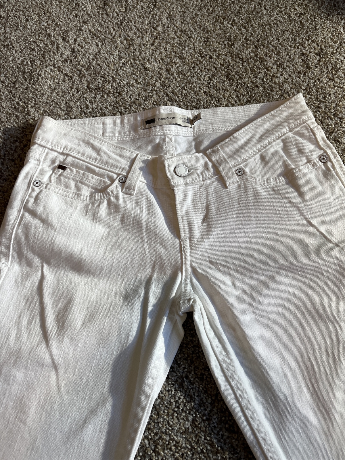 Levis Jeans Womens 7/28 Demi Curve Skinny Low Rise White Denim Pants Bottom Slim - View 2