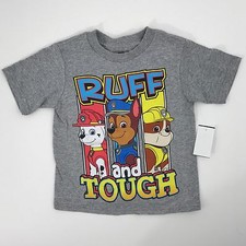 Paw Patrol Rough  Tough Heather Gray T-shirt Chase Marshall  Rubble Size 2T