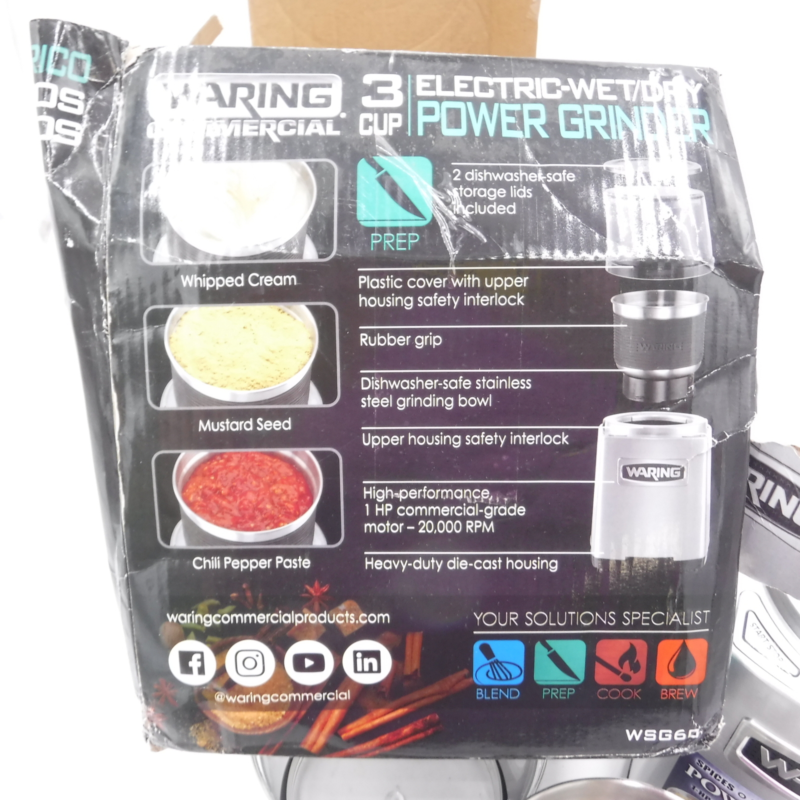 Waring 3 Cup Commercial Spice Grinder 120V WSG60 SEE DESC 40072026140