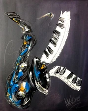 SAXOPHONE painting Abstract Modern Art  Contemporary  WALL DECOR Y5FE4fNthJWF