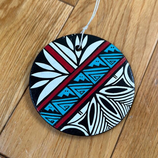 Hand painted Aztec art contrasting colors beautiful Piece hanging piece