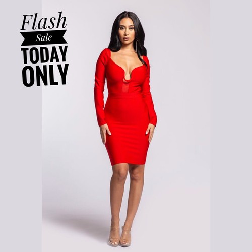 Long Sleeve Sweetheart Bandage Dress 
