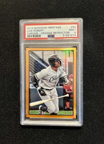 2019 Bowman Heritage Chrome Luis Robert Orange Refractor/25 PSA 9! Pop 2! No 10s