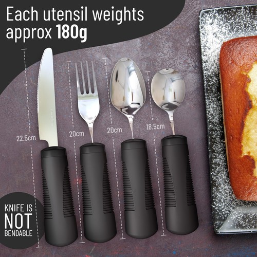 Easy Grip Cutlery Set Bendable Eating Aid Elderly Disabled Weighted Adult Care - Picture 2 of 10