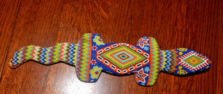 Huichol Beaded Wood Lizard Effigy Mexican Indigenous Native Folk Art Beadwork