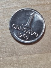 Brazil 1-centavo coin, 1969. KM# 575.2, stainless steel. Effigy of Liberty.