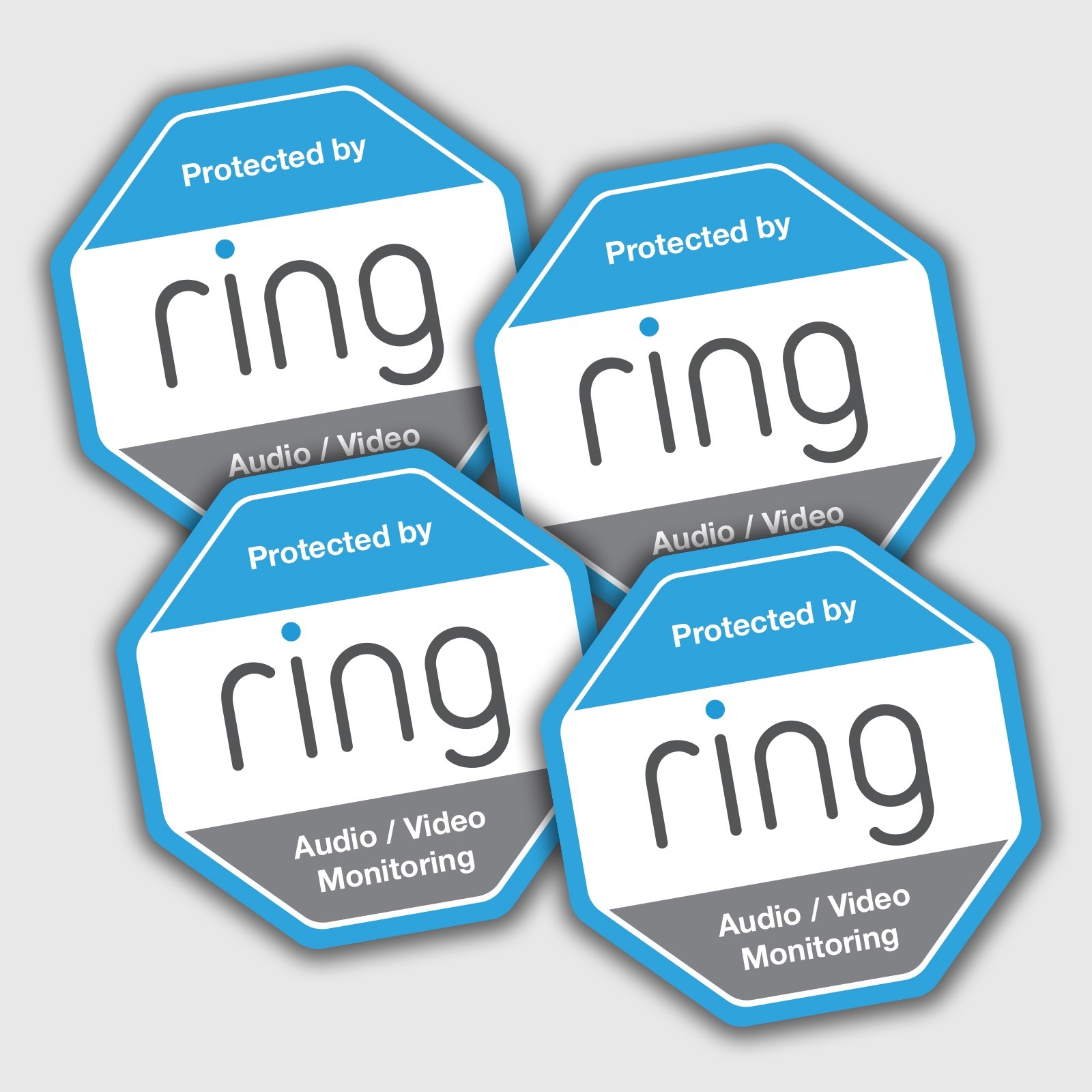 Ring Monitoring System Sticker 4x CCTV Ring Doorbell Stickers Home Camera Video Recording Security ...