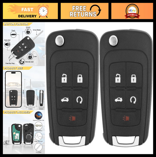 Key Fob Replacement for Buick Encore, Chevy Equinox, Camaro, Keyless Entry, 2Pcs