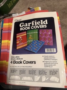 Mead Vintage Garfield Cartoon Book Covers Pack Of 2 13”x 20” New Old Stock