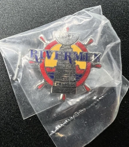 复古 Peoria Rivermen 1984 - 1985 特纳杯冠军翻领帽别针 1 英寸 SPHL 曲棍球 - 第 3 张/共 6 张