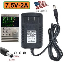 7.5V 2A AC/DC Adapter wall wart Power Supply home electronics 5.5x2.1mm Plug