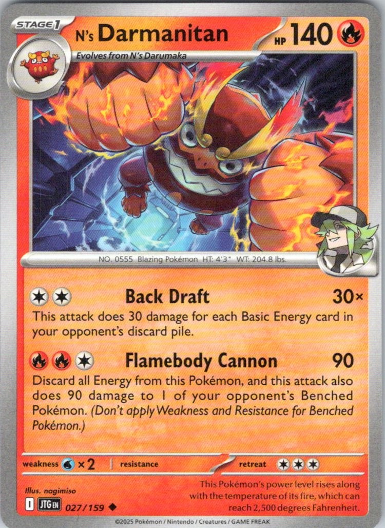 N's Darmanitan - 027/159 #27/159 (LP) SV09: Journey Together JTG Pokemon