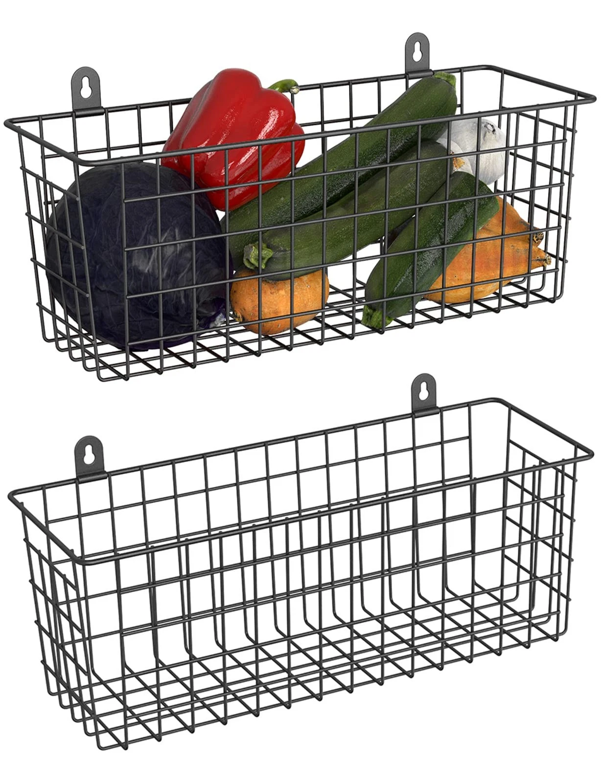 [Extra Large] Wire Basket 2-Pack Hanging Wall Organizer Cabinet Storage Baske...