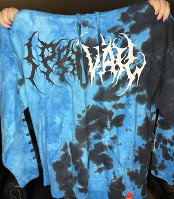 I Prevail Shibori Threads Tie Dye Hoodie 3XL Blue Black Metal Band Pullover