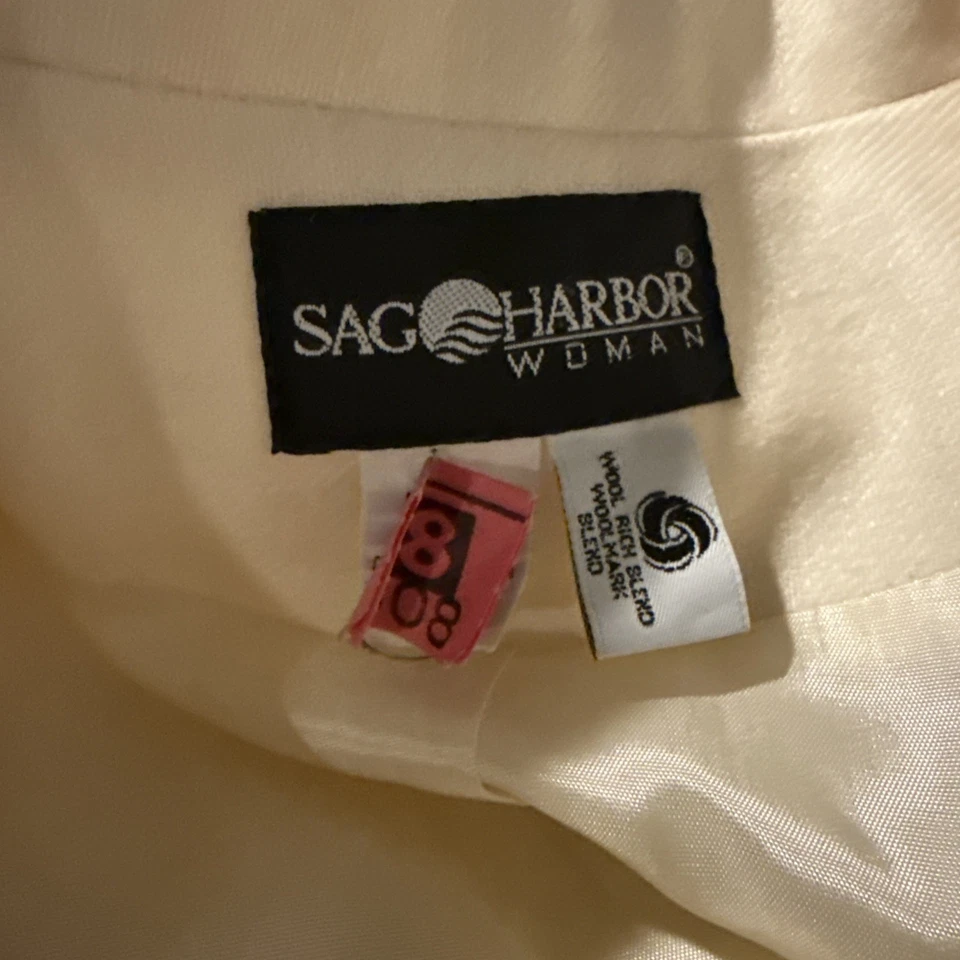 Blazer feminino Sag Harbor tamanho 22W 70% lã off white marfim creme carreira vintage - Imagem 3 de 4