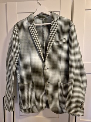 ATP.CO Herren Blazer Gingham Grün-Weiß, Gr. 50, Baumwoll-Mix, Zustand OK