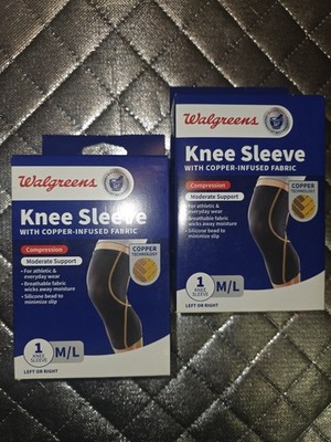 Walgreens Compression Knee Sleeve Copper Infused M/L size Lot Of 2