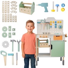 4iQ Kinder Holz-Werkbank  Majsterek    Werkze...