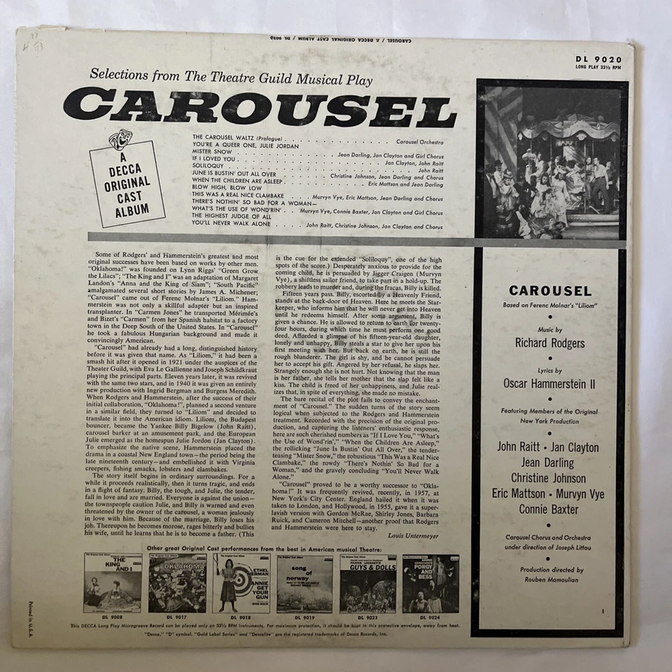 ORIGINAL CAST RECORDS Lot: Damn Yankees, Carousel, All that Jazz VINTAGE - Image 3 of 4