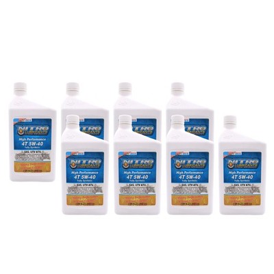 Nitro Lubricants 5W-40 4 Stroke Engine Oil   Semi-Synthetic, 1 Quart (8-Pack)