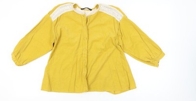 Zara Basic Damen gelb Häkel Knopf Tunika Bluse Größe 8