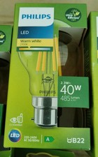 Philips B22 Ultra Efficient LED Light Bulb Clear 40W Warm White 2700K