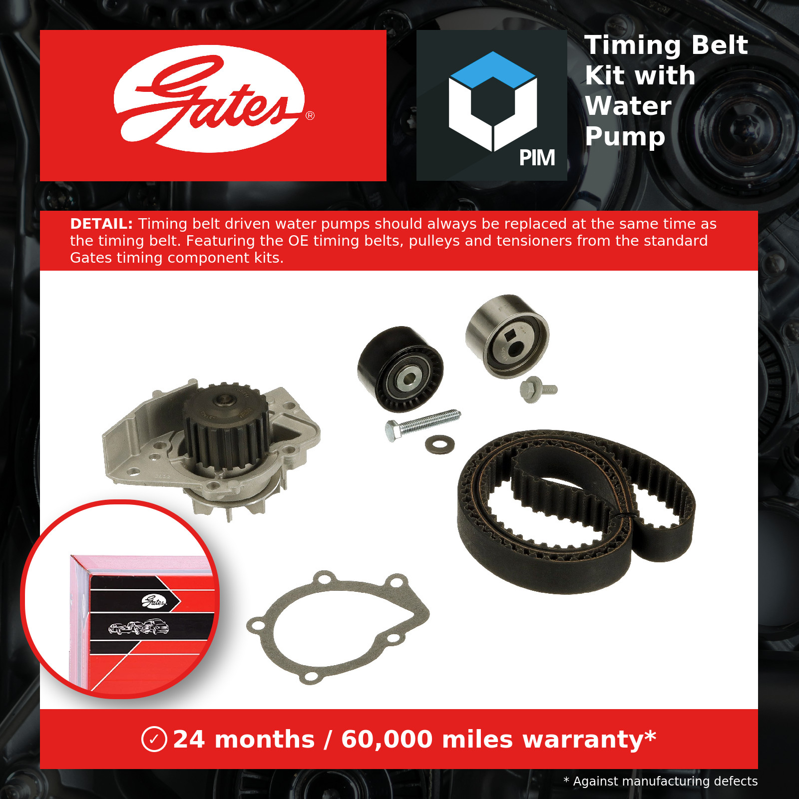 Timing Belt & Water Pump Kit KP35524XS Gates Set 16091201 1609120180 16095246 - Image 15