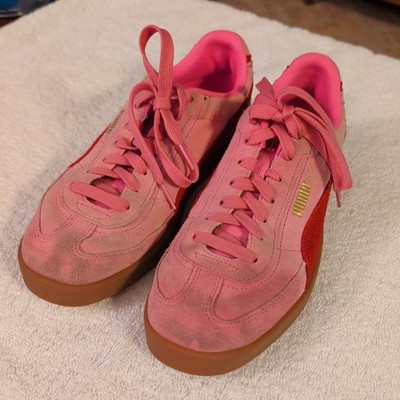 Puma Club II Era Sneakers Womens 8.5 Pink Suede Low Casual Shoes 400440-02