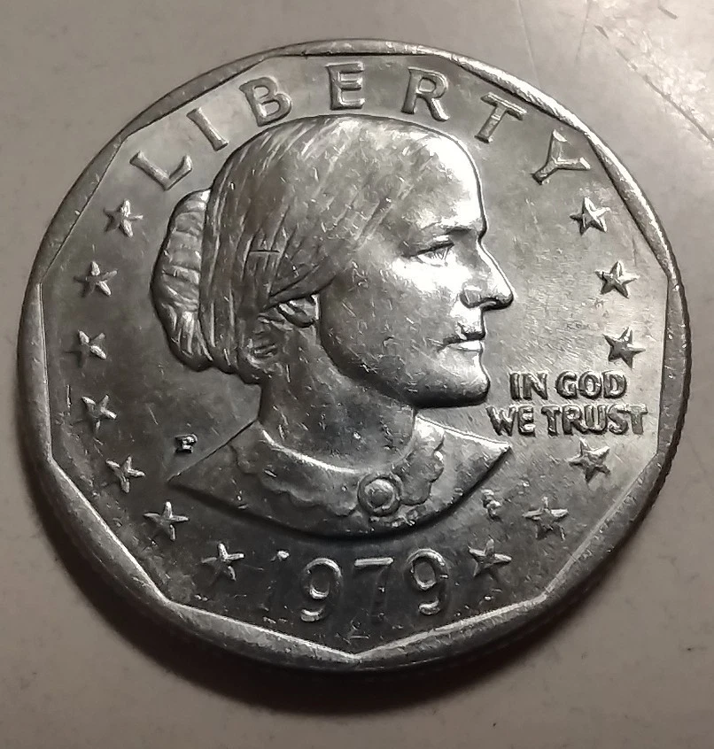 1979 P Susan B Anthony One Dollar Fg Filled Off Center Wide Rim charity donation - Image 3 of 4